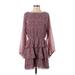 1.State Casual Dress - Mini Crew Neck 3/4 sleeves: Burgundy Dresses - Women's Size Small