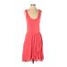 Converse One Star Casual Dress - A-Line Scoop Neck Sleeveless: Red Solid Dresses - Women's Size Small
