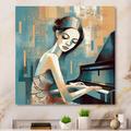 Red Barrel Studio® Classic Female Pianist I On Metal Graphic Art Metal in Green/Orange | 23 H x 23 W x 1 D in | Wayfair