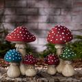 Rosalind Wheeler Cait Resin Glow in the Dark Mushroom 2 Piece Garden Accents Accessories Set Resin/Plastic | 6.89 H x 3.94 W x 4.53 D in | Wayfair