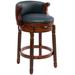 Darby Home Co Aavni Swivel 26" Counter Stool Wood/Leather/Genuine Leather in Blue | 21.7 W x 21.7 D in | Wayfair 511F6087985041399CB154386DEEE76F