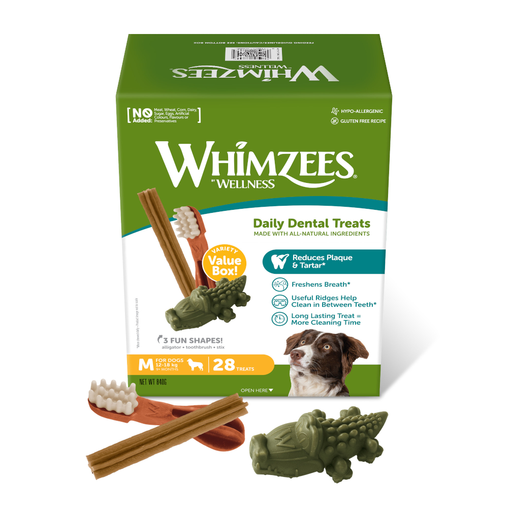 2x28 Size M Mixbox Whimzees by Wellness Dental Dog Snacks