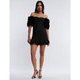 Women's Harlowe Off-The-Shoulder Mini Dress in Black / 2 | BCBGMAXAZRIA