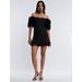 Women's Harlowe Off-The-Shoulder Mini Dress in Black / 2 | BCBGMAXAZRIA