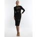 Women's Georgiana Illusion Midi Dress in Black / 6 | BCBGMAXAZRIA