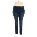 ELOQUII Jeggings - High Rise Skinny Leg Boyfriend: Blue Bottoms - Women's Size 18 Plus - Dark Wash