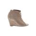 Joie Ankle Boots: Brown Print Shoes - Women's Size 37 - Peep Toe