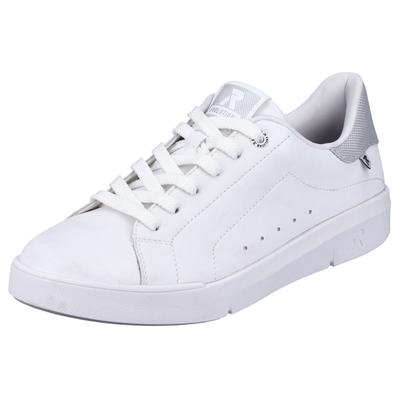 Sneaker RIEKER SPORT, Damen, Gr. 36, weiß, Leder, sportlich, Schuhe, in monochromer Optik, Freizeitschuh, Halbschuh, Sch