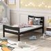 Lightweight Twin Wood Platform Bed with Curved Lined Headboard&Footboard