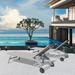 5 Adjustable Aluminium Outdoor Chaise Lounge Chair with Wheels Set of 2 - N/A