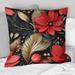 Designart "Red Gloden Hollywood Glam Floral Pattern" Floral Printed Throw Pillow