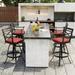 Outdoor Patio Aluminum Swivel Barstools with Sunbrella Cushion, Back and Arms