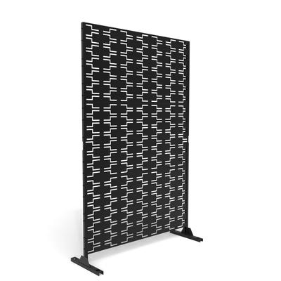 Black Metal Free Standing Outdoor Privacy Screen for Patio Garden