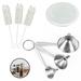 FZFLZDH 3 Pcs Stainless Steel Kitchen Funnel Set with three-piece white stainless steel small brush cleaning brush and three-piece four-leg spacer screen Easy Cleaning with a Brush