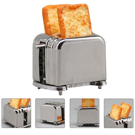 Mini Bread Machine Model Miniature Alloy Toaster Mini House Accessory Decor
