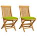 Anself Patio Chairs with Bright Green Cushions 2 pcs Solid Teak Wood