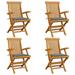 Patio Chairs with Gray Cushions 4 pcs Solid Teak Wood