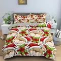 3 Piece Comforter Cover Set Merry Christmas Santa Cluas Tree Snowflakes Soft Bedding Set for Kids Teens Children Adults (1 Duvet Cover and 2 Pillowcases)