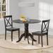 3-Piece Dining Set, 42" Round Drop-Leaf Table and X-Back Chairs