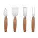 NUOLUX 4pcs Cheese Tools Stainless Steel Wood Handle Cheese Utensils Spatula Cutter Fork Stocky Handle