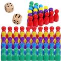 50 Pcs Wooden Chess Pieces Board Game Accessories Human Shape Chess Pieces with 2 Dice