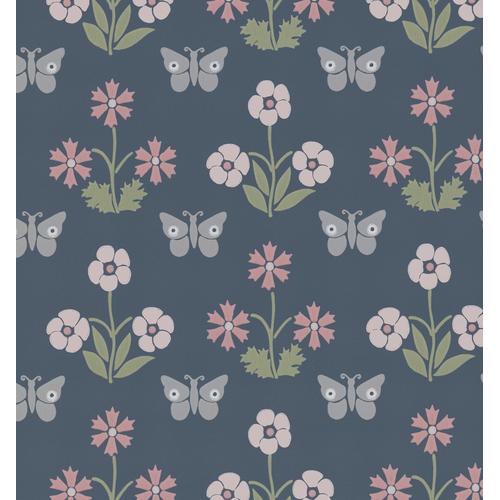 Little Greene 'Burges Butterfly - Hicks' Blue' - Blue Wallpaper