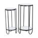 DecMode Black Metal Curved Rod Geometric Plantstand with Marble Tabletops (2 Count)