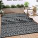 Haperlare Outdoor Plastic Straw Rug Patio Decor Camping Mat Bohemian Outdoor Mat Modern Washable Rug Stain Resistant Waterproof Carpet 9 x 12 Black White