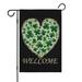 St. Patrick s Day Garden Flag Linen Outdoor Flag Green Shamrocks Clovers Heart Welcome Yard Flags Double Sided House Flag for Home indoor 12.5 Ã—18 in.