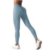 Ovticza Scrunch Butt Lift Leggings for Women Workout Yoga Pants Ruched Booty High Waist Seamless Leggings Compression Tights Sky Blue S