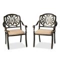 Set of 2 Cast Aluminum Patio Dining Chairs with Cushions Stackable Outdoor Bistro Chairs for Balcony Backyard Garden Deck Antique Bronze GUS8962