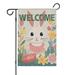 Happy Easter Day Garden Flag Linen Outdoor Flag Rabbit Farmhouse Spring Floral Yard Flags Double Sided House Flag for Home indoor 12.5 Ã—18 in.