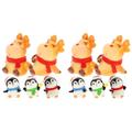 10 Pcs Miniature Penguin Decor Adorable Miniature Elk Decorations Desktop Ornament