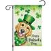 Newhomestyle Welcome St. Patrick s Day Garden Flag 12x18 Double Sided Burlap Small Golden Retriever Dog Yard Flag Banner Shamrock Clover Sign for Home Outside Outdoor Decor (ONLY FLAG)