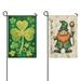 St. Patrick s Day Garden Flag Linen Outdoor Flag Lucky Shamrocks Green Irish Yard Flags Double Sided House Flag for Home indoor 12.5 Ã—18 in.set Of 2