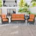 MeetLeisure 3 Pieces Outdoor Furniture Patio Furniture Set with One 3-Seat Sofa Two ArmChairs Orange