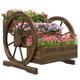 Outsunny Wooden Wagon Planter Box Decorative 3-Tier Stair Step Garden Bed