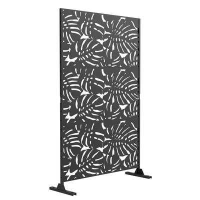 Black Metal Free Standing Outdoor Privacy Screen for Patio Garden