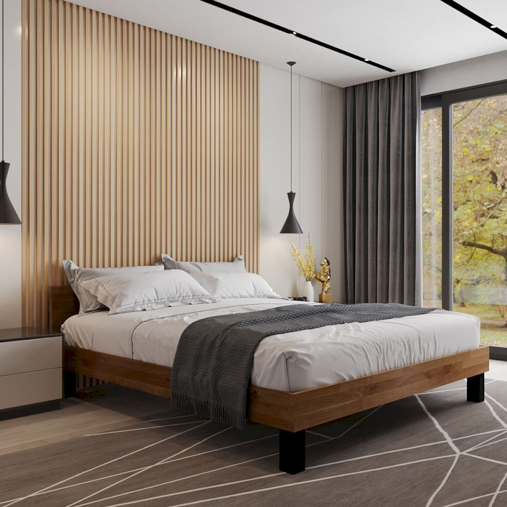 BlackWood »Buona Vita II« Wildeiche Massivholzbett 160x220 cm / Wildeiche natur Image