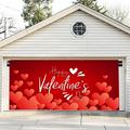 Riforla Valentine s Day Garage Door Hanging Flag Banner Red Heart Valentine s Day Photo Fabric Garage Door Decorations Red