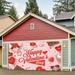 Riforla Valentine s Day Garage Door Decoration Valentine s Day Garage Door Banner Mural Cover 7 X 16 /6 X 13 Feet Large Valentine s Day Holiday Party Pink B