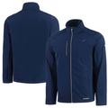 Men's Cutter & Buck Blue Miami Dolphins Americana Logo Evoke Eco Softshell Recycled Full-Zip Jacket