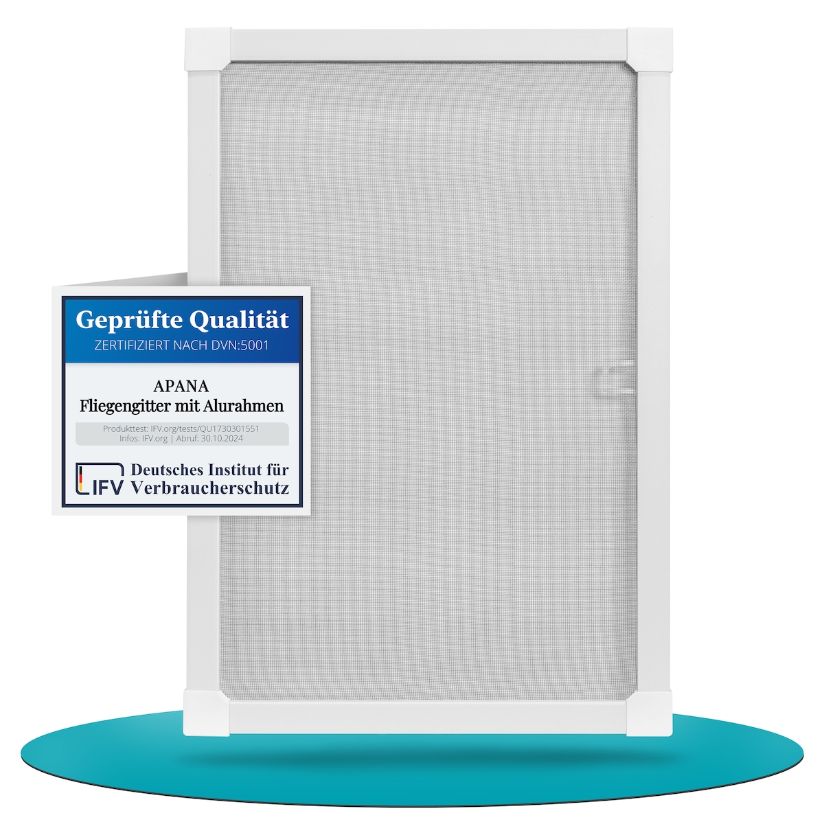 APANA Fliegengitter Insektenschutz Fenster Alu Rahmen nach auf Maß ohne Bohren Bausatz,Farbe:weiß (RAL9010),Größe (Breite x Höhe):100 x 120 cm Image