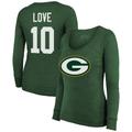 Women's Majestic Threads Jordan Love Green Bay Packers Name & Number Long Sleeve Scoop Neck Tri-Blend T-Shirt