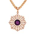 Women's Gold / Pink / Purple Amethyst Flower Necklace With Diamonds In 18K Yellow Gold With A Chain G & D Unique Designs