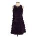 SL Fashions Casual Dress - Party Crew Neck Sleeveless: Purple Solid Dresses - Women's Size 6