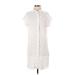 H&M Casual Dress - Shirtdress Collared Short sleeves: White Color Block Dresses - Women's Size 4