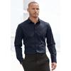 Langarmhemd JOHN DEVIN "elastische Baumwollqualität", Herren, Gr. M (39/40), N-Gr, blau (navy), Web, Obermaterial: 97% Baumwolle, 3% Elasthan, unifarben, klassisch, körpernah, Rundhals, Langarm 1-Knopf-Manschette, Hemden, für maximale...