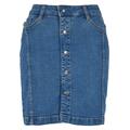 Sommerrock URBAN CLASSICS "Damen Ladies Organic Stretch Button Denim Skirt" Gr. 28, blau (clearblue washed) Damen Röcke