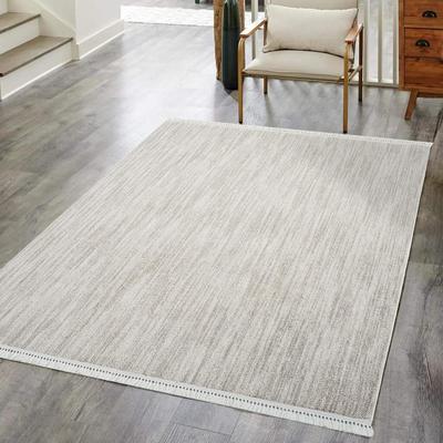 Teppich CARPET CITY "CLASICO 0052", grau (taupe), B:120cm H:11mm L:170cm, Obermaterial: 100% Polyester, Teppiche, Fransenteppich, Läufer, Kurzflor, Hochtief-Muster, Boho, Fransen, Wohnzimmer Image